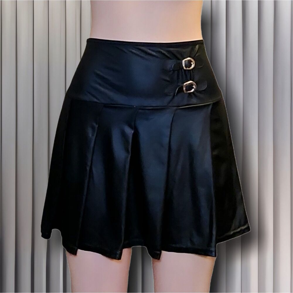 DARQE Plus Faux PVC Pleated Goth Mini Skirt 3X 4X Goth Punk